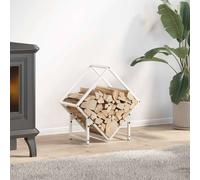 Firewood Rack White 50x25x50 cm Cold-Rolled Steel Durable Indoor Log Holderkgcap