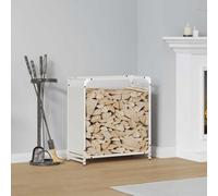 Firewood Rack White Cold-Rolled Steel 60x28x65 cm Indoor Outdoor Sturdy Storage