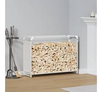 Firewood Rack White Cold-Rolled Steel 90x28x65cm Heavy-Duty Indoor Log Storage.