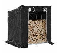 vidaxL Firewood Rack with Rain Cover 100.5x100.5x110.5 cm Galvanised Steel