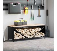 Firewood Rack with Wooden Top .. Fireplace Log Holder Wood Storage vidaXL