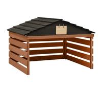 vidaXL Firwood Robotic Lawn Mower Garage Black and Brown Lawnmower Shed Roof