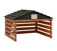 vidaXL Firwood Robotic Lawn Mower Garage - Black/Brown Outdoor Mower Shelter with Charged Station Protection, Easy Access Design,