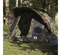 vidaXL 5-Person Fishing/Camping Tent - Waterproof Camouflage Polyester, 320 x 292 x 178 cm, Easy Setup, Lightweight and Portable with Storage Pocket