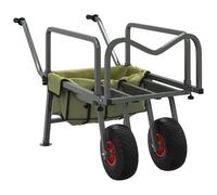 vidaXL Fishing Trolley Green with 2 Wheels Fishing Barrow Powder-coated Steel