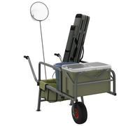 vidaXL Fishing Trolley Green with Wheel Powder-coated Steel