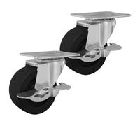 vidaXL Fixed Castor, 2 Pieces, Black and Silver, 50.7 x 50.7 x 24.4 mm, Durable, Swivel Castors, Practical Accessories, with Brake, Set of 4 for Office Equipment