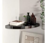 vidaXL Floating Corner Shelf High Gloss Black 35x35x3.8 cm MDF Hanging Rack
