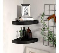 Vidaxl Floating Corner Shelves 2 Pcs Black 25X25X3.8 Cm Mdf