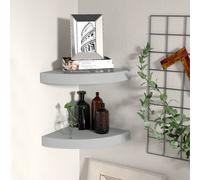 Vidaxl Floating Corner Shelves 2 Pcs Grey 25X25X3.8 Cm Mdf, Grey