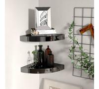 Vidaxl Floating Corner Shelves 2 Pcs High Gloss Black 25X25X3.8 Cm Mdf