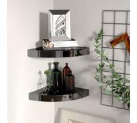Vidaxl Floating Corner Shelves 2 Pcs High Gloss Black 25X25X3.8 Cm Mdf