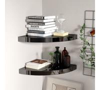 vidaXL Floating Corner Shelves 2 pcs High Gloss Black 35x35x3.8 cm MDF