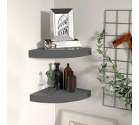 Vidaxl Floating Corner Shelves 2 Pcs High Gloss Grey 25X25X3.8 Cm Mdf