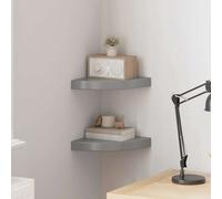 vidaXL Floating Corner Shelves 2 pcs High Gloss Grey 25x25x3.8 cm MDF