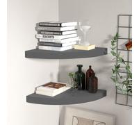 Vidaxl Floating Corner Shelves 2 Pcs High Gloss Grey 35X35X3.8 Cm Mdf, Grey