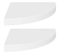 vidaXL 2x Floating Corner Shelves White MDF Bookcase Shelving Display Unit