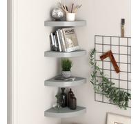 Vidaxl Floating Corner Shelves 4 Pcs Grey 25X25X3.8 Cm Mdf