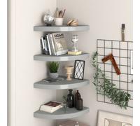 Vidaxl Floating Corner Shelves 4 Pcs Grey 35X35X3.8 Cm Mdf, Grey