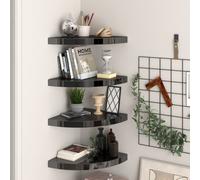 Vidaxl Floating Corner Shelves 4 Pcs High Gloss Black 35X35X3.8 Cm Mdf, Black