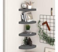 vidaXL Floating Corner Shelves 4 pcs High Gloss Grey 25x25x3.8 cm MDF