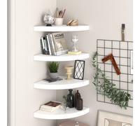 vidaXL Floating Corner Shelves 4 pcs High Gloss White 35x35x3.8 cm MDF