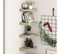 Vidaxl Floating Corner Shelves 4 Pcs Oak 25X25X3.8 Cm Mdf, Brown
