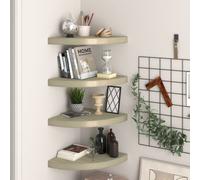 Vidaxl Floating Corner Shelves 4 Pcs Oak 35X35X3.8 Cm Mdf, Brown