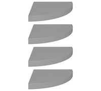 vidaXL Floating Corner Shelves, Set of 4, Grey, Honeycomb MDF and Metal, 35 x 35 x 3.8 cm - Modern Design for Home & Office