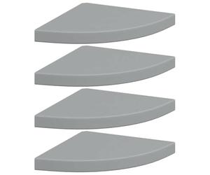 vidaXL Floating Corner Shelves, Set of 4, Grey, Honeycomb MDF and Metal, 35 x 35 x 3.8 cm - Modern Design for Home & Office