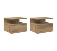 vidaXL Floating Nightstand 2 pcs Artisan oak 40 x 31 x 27 cm, Modern Nightstand Furniture, Compact Bedside Solution, Floating Table, Sleek Storage, Wall-Mounted Shelf, Space Saver