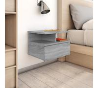 (Grey, 2) vidaXL Floating Nightstand Wall Bedside Cabinet Hanging Shelf Engineered Wood