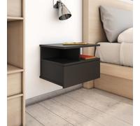 vidaXL Floating Nightstand Black Engineered Wood Wall-mounted Bedside Table