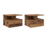 vidaXL Floating Nightstand with Drawer 2 pcs Old wood 40 x 31 x 27 cm, Modern Floating Table, Wall-Mounted Nightstand, Stylish Bedroom Organizer, Compact Bedside, Contemporary Room Decoration
