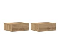 vidaXL Floating Nightstands 2 pcs Artisan Oak 40x32x15 cm Engineered Wood, bedside table, nightstand, bed table, bed side table, bed cabinet