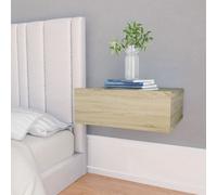 vidaXL 2x Floating Nightstand Sonoma Oak Engineered Wood Wall-mounted Shelf