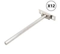 vidaxl Invisible Floating Shelf Brackets - 12pcs - Carbon Steel - Silver - Ideal for Home/Office/Cafe - D12xL200 mm - Hold up to 30kg/Pair