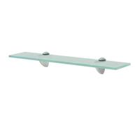 Floating glass shelf 50x20cm clear tempered 8mm zinc clips 2-pack 10kg load bath