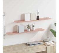 vidaXL Floating Shelf Wall-mounted 2 pcs Pink 100 x 18 x 2.5 cm Steel