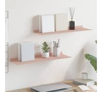 vidaXL Floating Shelf Wall-mounted 2 pcs Pink 60 x 18 x 2.5 cm Steel