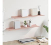 vidaXL Floating Shelf Wall-mounted 2 pcs Pink 80 x 18 x 2.5 cm Steel