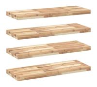vidaXL Floating Shelves 4 pcs, Wall Shelf for Bedroom Living Room, Storage Shelf for Decor Display, Farmhouse Style, Untreated Solid Wood Acacia