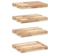 vidaXL Floating Shelves 4 pcs, Wall Shelf for Bedroom Living Room, Storage Shelf for Decor Display, Farmhouse Style, Untreated Solid Wood Acacia