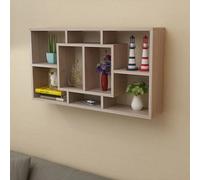 Vidaxl Floating Wall Display Shelf 8 Compartments Oak Colour