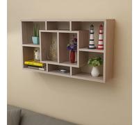 vidaXL Floating Wall Display Shelf 8 Compartments Oak Colour Hanging Storage