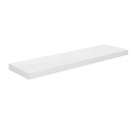 vidaXL Floating Wall Shelf in High Gloss White, Contemporary 90cm MDF Metal Frame, Minimalist Display Shelf for Living Room, Bedroom, Office