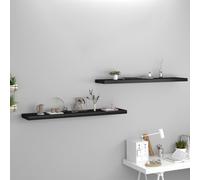 vidaXL Floating Wall Shelves 2 pcs Black 120x23.5x3.8 cm MDF