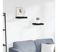 vidaXL Floating Wall Shelves 2 pcs Black 23x23.5x3.8 cm MDF LSO UK