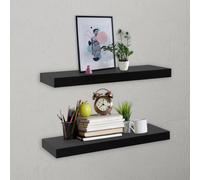Vidaxl Floating Wall Shelves 2 Pcs Black 40X20X3.8 Cm, Black