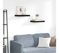 vidaXL 2x Floating Wall Shelves Black 40x23x3.8 cm MDF Display Bookcase Ledge